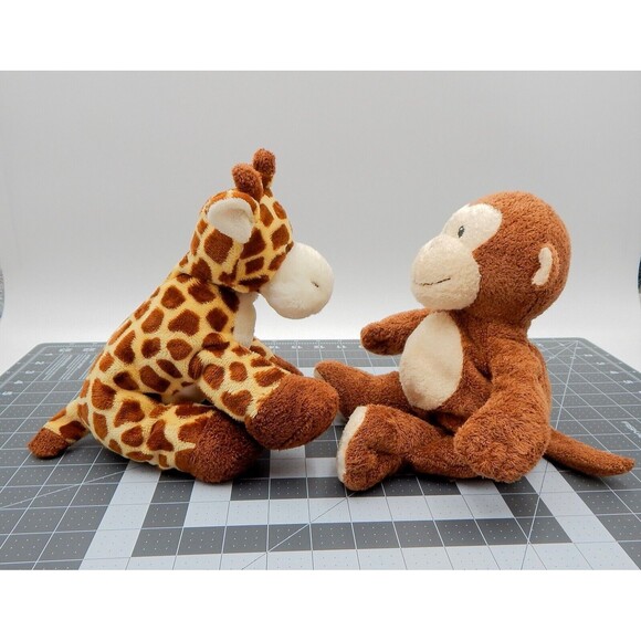 Ty Pluffies Tylux Giraffe Monkey Beanbag Terry Plush Stuffed Animal Pair - Picture 4 of 13